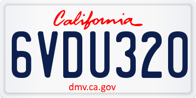 CA license plate 6VDU320