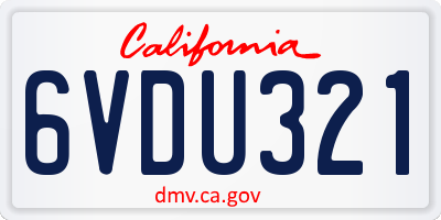 CA license plate 6VDU321