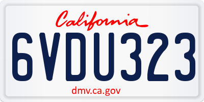 CA license plate 6VDU323