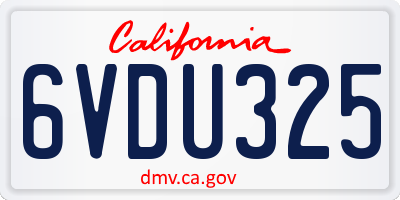 CA license plate 6VDU325