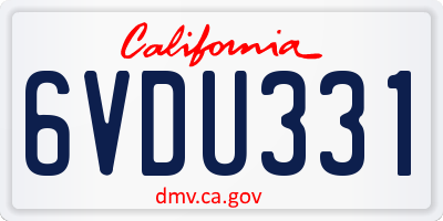 CA license plate 6VDU331