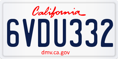 CA license plate 6VDU332