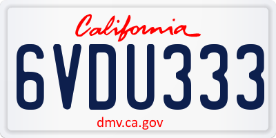 CA license plate 6VDU333