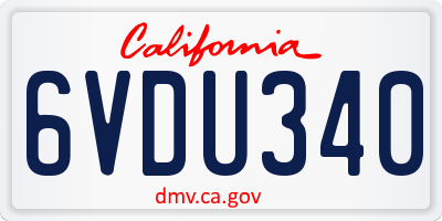 CA license plate 6VDU340