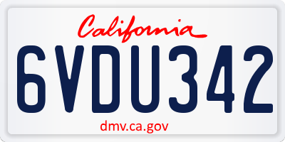 CA license plate 6VDU342
