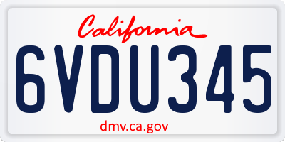CA license plate 6VDU345