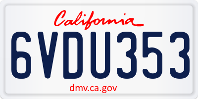 CA license plate 6VDU353