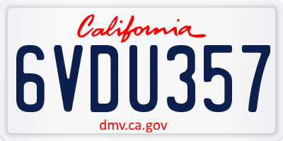 CA license plate 6VDU357