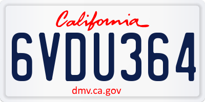 CA license plate 6VDU364