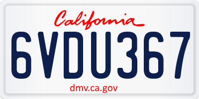 CA license plate 6VDU367