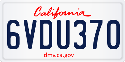 CA license plate 6VDU370