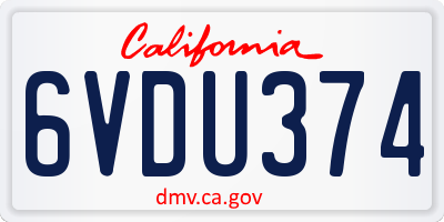 CA license plate 6VDU374