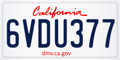 CA license plate 6VDU377