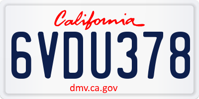 CA license plate 6VDU378