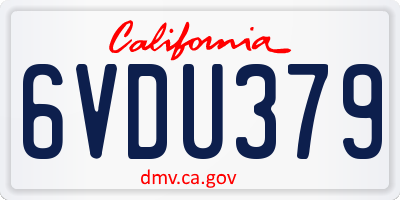 CA license plate 6VDU379