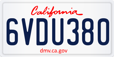 CA license plate 6VDU380
