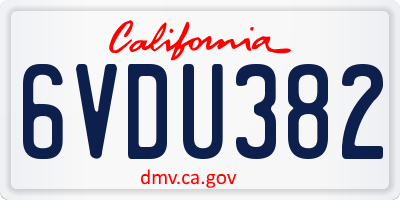 CA license plate 6VDU382