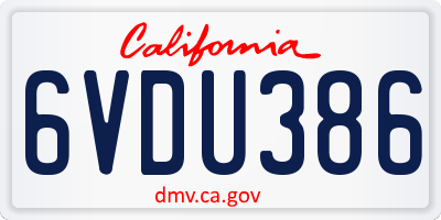 CA license plate 6VDU386