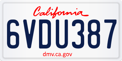 CA license plate 6VDU387