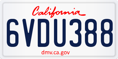 CA license plate 6VDU388