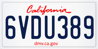 CA license plate 6VDU389