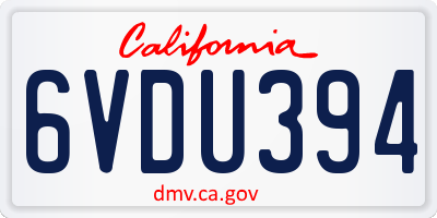 CA license plate 6VDU394