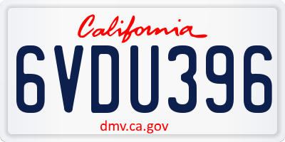 CA license plate 6VDU396