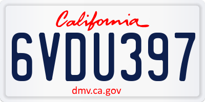 CA license plate 6VDU397