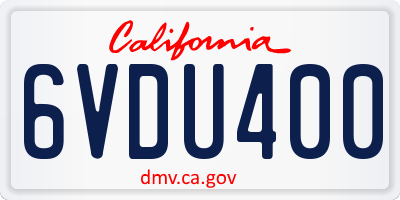 CA license plate 6VDU400