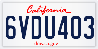 CA license plate 6VDU403
