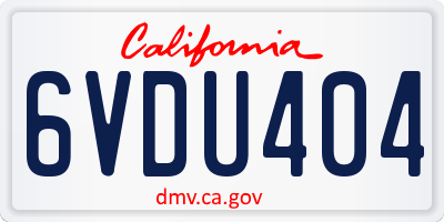 CA license plate 6VDU404