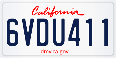CA license plate 6VDU411