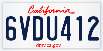CA license plate 6VDU412