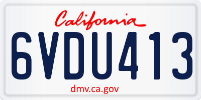 CA license plate 6VDU413