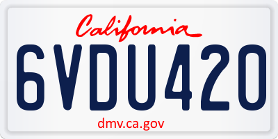 CA license plate 6VDU420