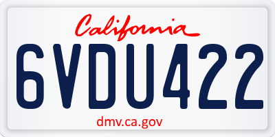 CA license plate 6VDU422