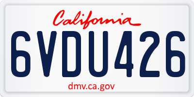 CA license plate 6VDU426