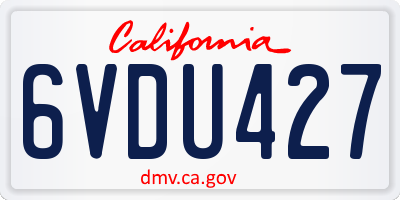 CA license plate 6VDU427
