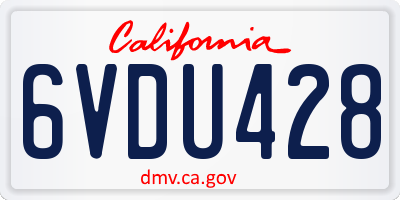 CA license plate 6VDU428
