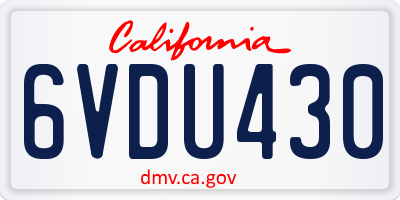 CA license plate 6VDU430