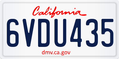 CA license plate 6VDU435