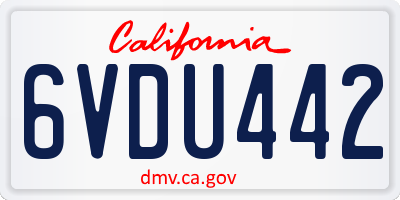 CA license plate 6VDU442