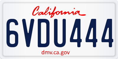 CA license plate 6VDU444