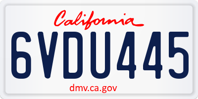 CA license plate 6VDU445