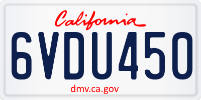 CA license plate 6VDU450