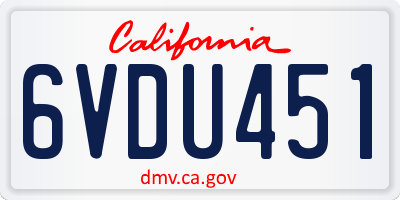 CA license plate 6VDU451
