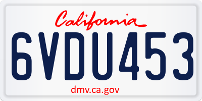 CA license plate 6VDU453