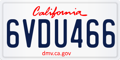 CA license plate 6VDU466