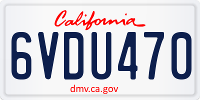 CA license plate 6VDU470