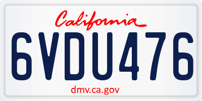 CA license plate 6VDU476